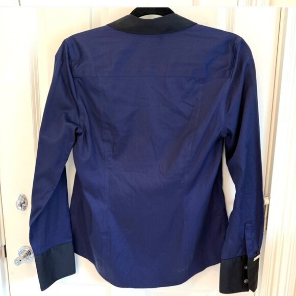 Calvin Klein Blue Office dress shirt black trim button down Wrinkle Resistant M - Picture 3 of 4